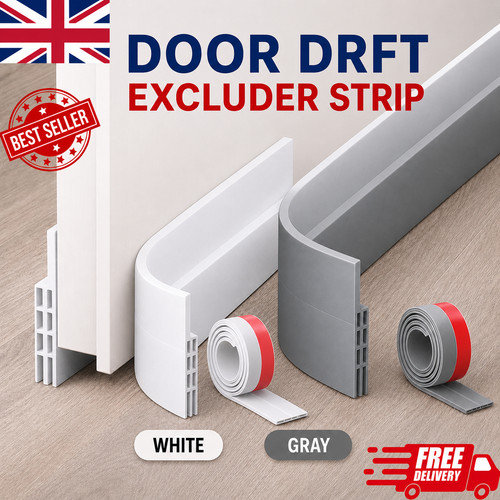 Door draft excluder strip self - excluder,